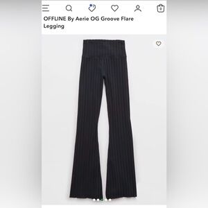 Aerie Black Striped Flare Leggings | Medium